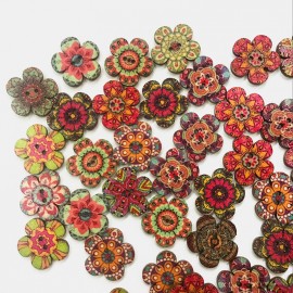 100 Pcs Retro Style Plum Blossom Button European Style DIY Decorative Flower Buttons