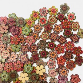 100 Pcs Retro Style Plum Blossom Button European Style DIY Decorative Flower Buttons