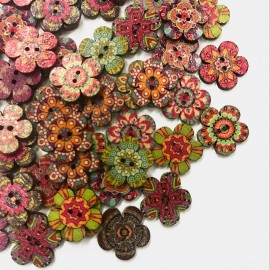 100 Pcs Retro Style Plum Blossom Button European Style DIY Decorative Flower Buttons