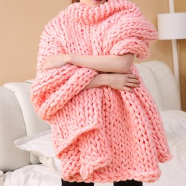 100*80cm Soft Warm Hand Chunky Knit Blanket Thick Yarn Wool Bulky Bed Spread Throw