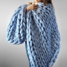 100*80cm Soft Warm Hand Chunky Knit Blanket Thick Yarn Wool Bulky Bed Spread Throw