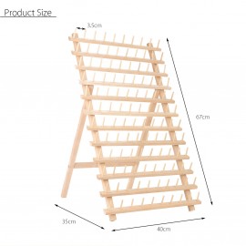 120 Spools Wood Folded Thread Rack Sewing Embroidery Stand Holder Organizer