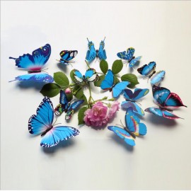 12Pcs 3D Blue Colorful Butterfly Wall Sticker Chrismas Home Decor Art Applique