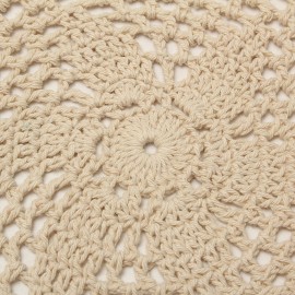 12pcs 20cm Vintage Beige Cotton Doilies Hand Crochet Coasters Lace Applique