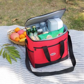 16L Insulated Oxford Cloth Lunch Bag Cooler Aluminum Foil Food Thermos Large Bento Bag