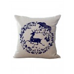 17″ Cotton Linen Cushion Cover Luxury European Style Bohemian Deer Printed House Decor Pillowcase