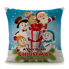 18” Christmas Cotton Pillow Case Linen Cushion Cover Merry Christmas Home Decoration