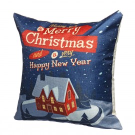 18” Christmas Cotton Pillow Case Linen Cushion Cover Merry Christmas Home Decoration