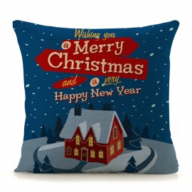 18” Christmas Cotton Pillow Case Linen Cushion Cover Merry Christmas Home Decoration