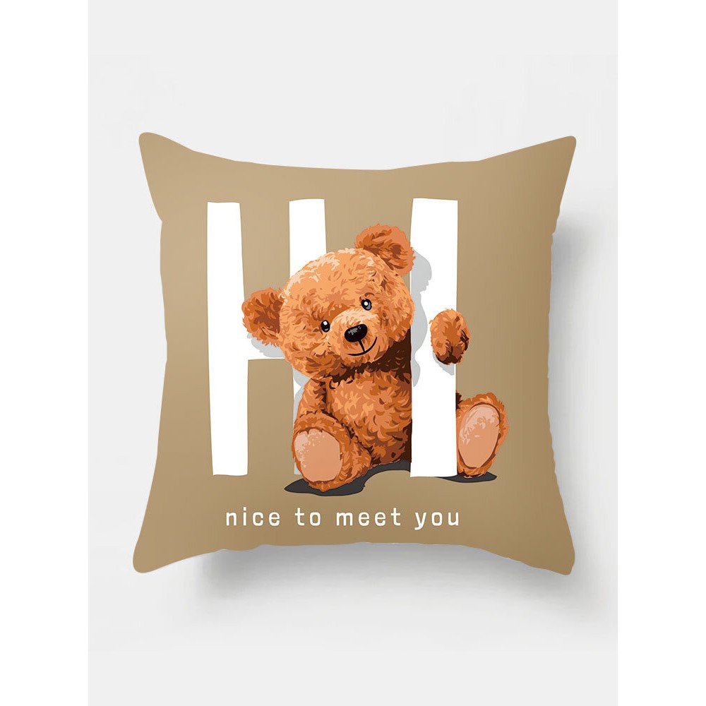 1PC Cartoon Cute Bear Printing Pillowcase Home Decor Sofa Living Room Car Throw Cushion Cover