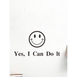 1PC English Letter Words I Can Do It Self-adhesive Inspirational Quote With Smile Print Encouraging Slogan Wall Decal For Living Room Office Home Decor Wall Sticker