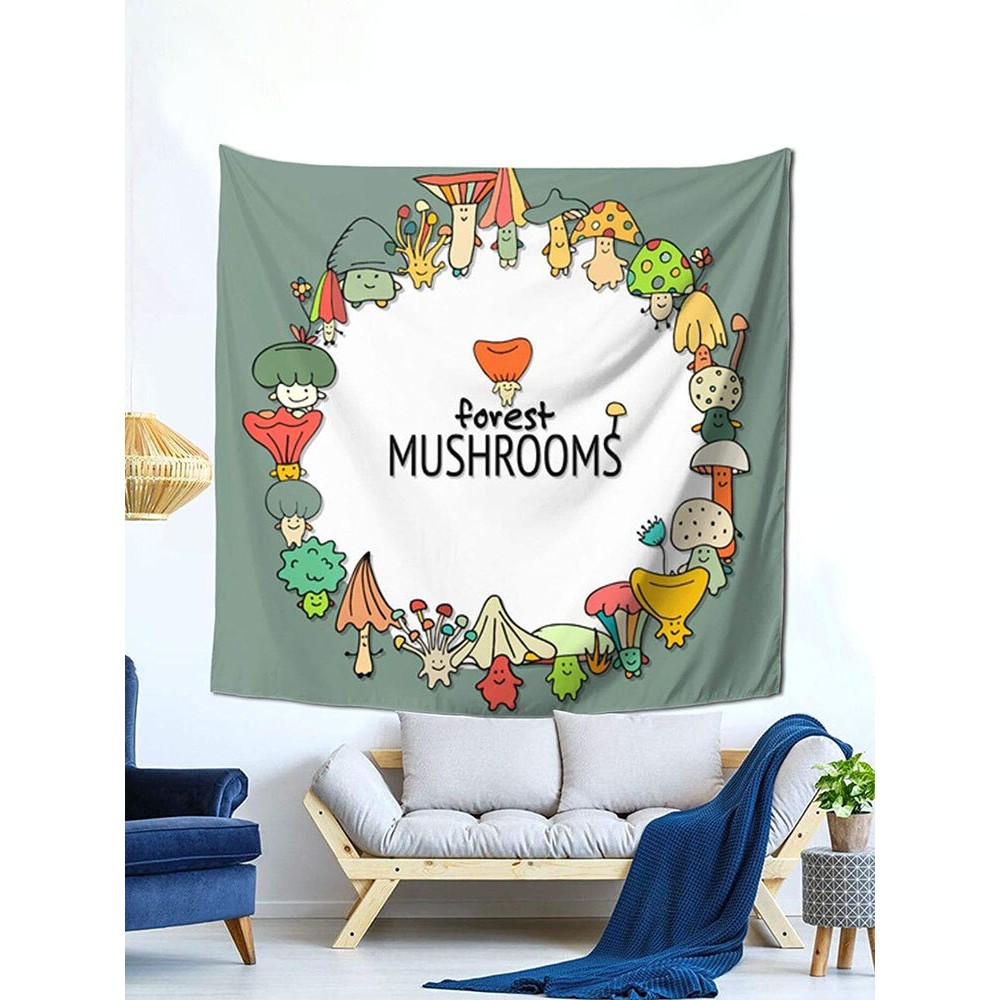 1PC Mushroom Cartoon Printing Tapestry Home Decor Living Room Bedroom Photo Prop Wall Art Tapestries