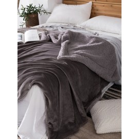 1Pc AB Side Coral Velvet And Lamb Cashmere Blanket Soft Thick Blanket For Bed Sofa Warm Fleece Blanket For Bedroom