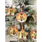 1Pc Christmas Ornament Lighted Wooden Walnut Soldier Pendant Small Tree Pendant Pendant