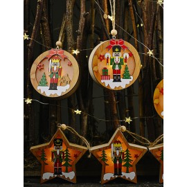 1Pc Christmas Ornament Lighted Wooden Walnut Soldier Pendant Small Tree Pendant Pendant