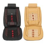 1Pcs PU Leather Car Front Seat Cover Cushion w/ Ice Silk Black/Beige Universal