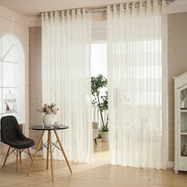 2 Panel European Style Jacquard Breathable Punching Voile Sheer Curtains Window Screening