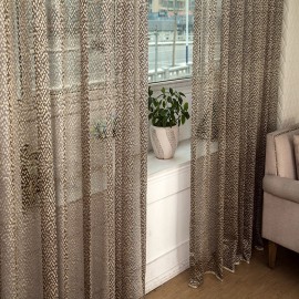 2 Panels Gray Jacquard Sheer Tulle Curtains Hollow Out Window Screening Bedroom Balcony Decor