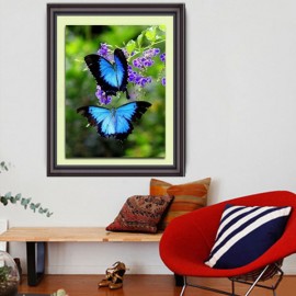 20x30cm 5D DIY Blue Butterflies Diamond Painting Full Rhinestone Animal Home Decoration Cross-stitch Kit