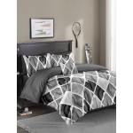 2/3PCS Gradient Color Nordic Diamond Lattice Overlay Print Comfy Bedding Set Quilt Cover Pillow Case