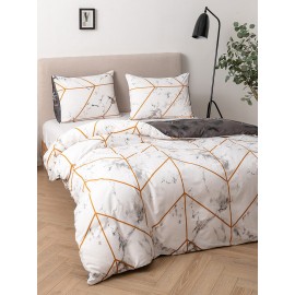 2/3Pcs Marble Pattern AB Sided Modern Duvet Cover Set Pillowcase Adults Bed Duvet Set Twin King