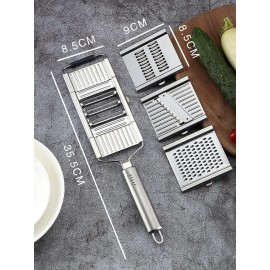 3 Pcs/4 Pcs Stainless Steel Multifunctional Fruit And Vegetable Slice Grating Grinding Tool Removable Manual Shredder Knife