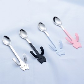 304 Stainless Steel Coffee Spoon Creative Kitty Hook Dirtproof Coffee Tea Spoon