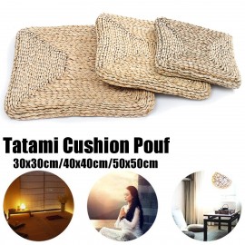 30/40/50cm Double Layer Non-filling Square Straw Cushion Pad Meditation Rattan Tatami Cushion