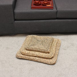 30/40/50cm Double Layer Non-filling Square Straw Cushion Pad Meditation Rattan Tatami Cushion