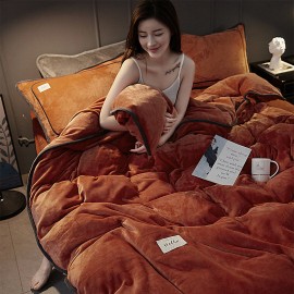 3/4 Pcs Set Milk Velvet Duvet Cover Bedding Comforter cover Bedding Cover Winter Warm Milk Velvet Bedding