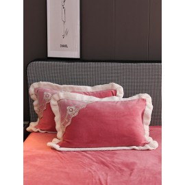 3/4Pcs Double-sided Milk Fleece Plain Color Coral Fleece Comfy Bedding Set Sheet Duvet Cover Pillowcase