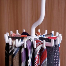 360° Rotatable Tie Hanger Rack Adjustable Neck Ties Silk Scarf Storage Hook Organizer