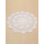 37cm Round White Pure Cotton Yarn Hand Crochet Lace Doily Placemat Table Cloth Decor