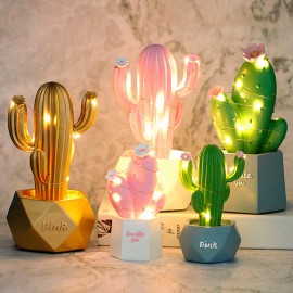 3D Cactus LED Night Light Wall Lamp Baby Kids Bedroom Home Decor Gift