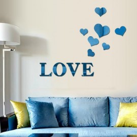 3D Multi-color Love Silver DIY Shape Mirror Wall Stickers Home Wall Bedroom Office Decor