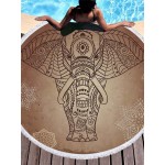 3D Totem Bohemian Mandala Elephant Printing Beach Towels Microfiber Round Shape Picnic Blanket