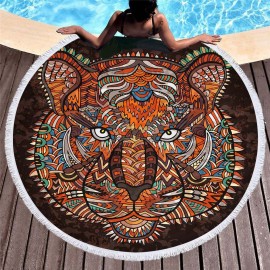 3D Totem Bohemian Mandala Elephant Printing Beach Towels Microfiber Round Shape Picnic Blanket