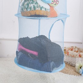 4 Layer Cylindrical Foldable Hanging Basket Polyester Toy Clothes Organizer Storage Cage Basket