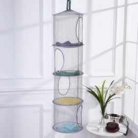 4 Layer Cylindrical Foldable Hanging Basket Polyester Toy Clothes Organizer Storage Cage Basket