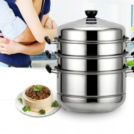 4 Tier 32cm Stainless Steel Steamer Cooking Food Stock Hot Pot Cookware 4 Layers