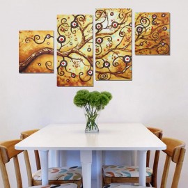 4PCS Golden Tree Modern Abstract Art Oil Painting Canvas Wall Decoration