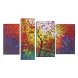 4PCS Unframed Rich Tree Modern Abstract Art Oil Painting Canvas