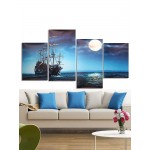 4Pcs Blue Sea Boat Canvas Painting Unframed Wall Art Bedroom Living Room Home Decor