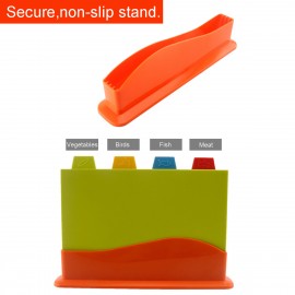 4Pcs Kitchen Plastic Cutting Board Set Colorful Serving Chopping Block Stand