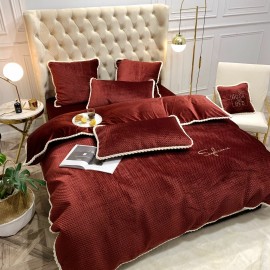 4Pcs Minimalist Thick Warm Silk Velvet Bedding Double-sided Baby Velvet Embroidery