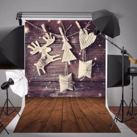 5 x 7 FT Christmas Theme Christmas Gift Elk Wood Board Photo Vinyl Background