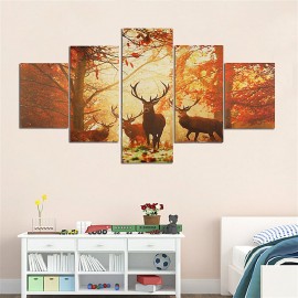 5PCS Unframed Forest Deer Modern Abstract Wall Art Print Painting Home Decor