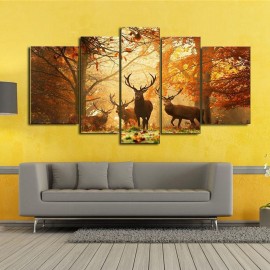 5PCS Unframed Forest Deer Modern Abstract Wall Art Print Painting Home Decor