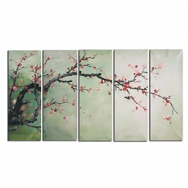 5PCS Unframed Landscape Plum Flower Art Oil Painting Canvas