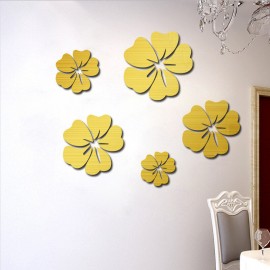 5pcs Flower Pattern Mirror Sticker Home Decor 3D Decal Art DIY Mural Decal For Living Room Decoration PVC Self Adhesive Poster